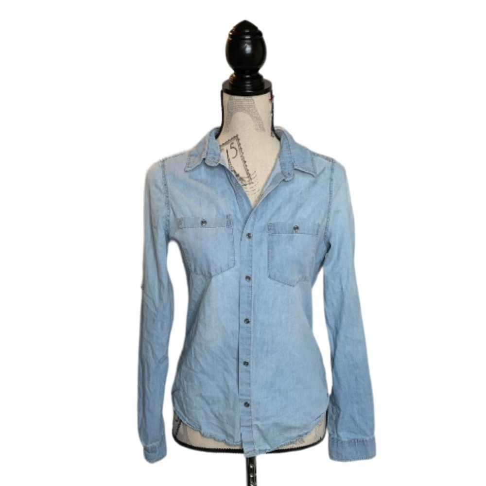 Wax Jean Sky Blue Button-Down Jean Shirt